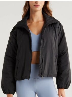 Zella Black Cropped Puff Jacket